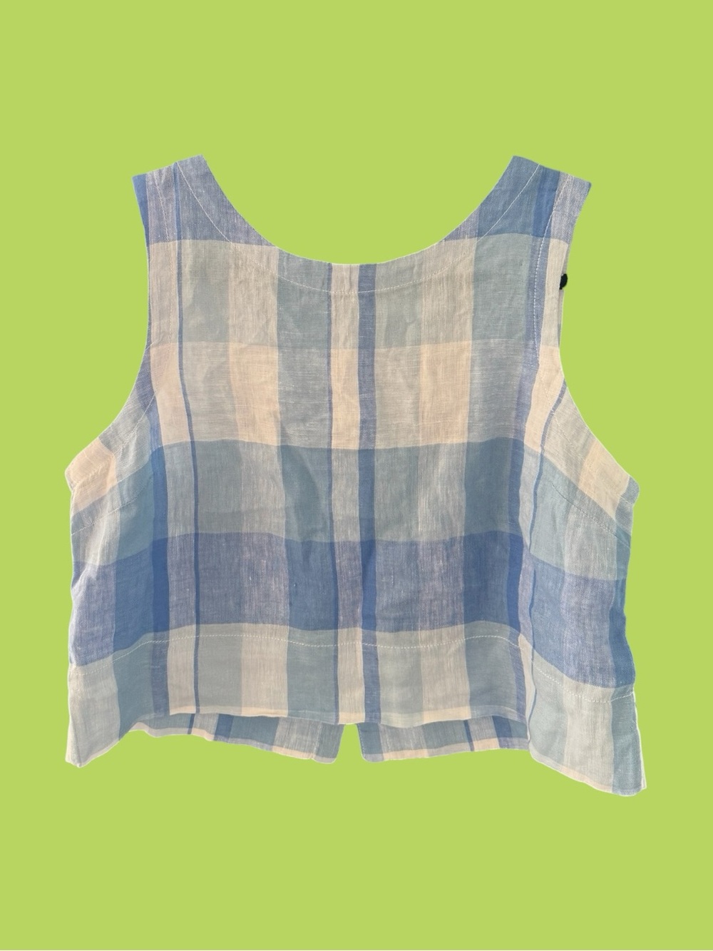 Cynthia Rowley Blue and White Plaid Linen Tank